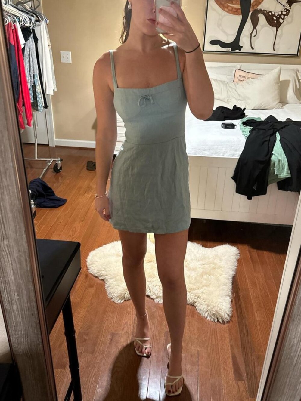 Reformation linen baby blue dress so flattering needs to be ironed